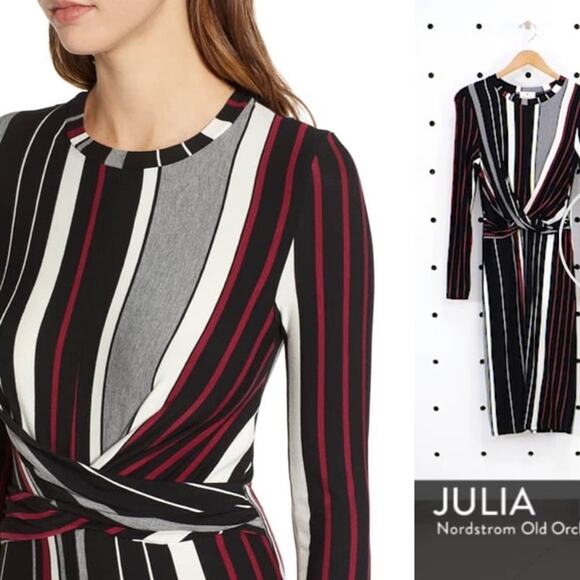 Socialite Verticle Striped Stretchy Midi Knit Dress XL - Picture 3 of 9